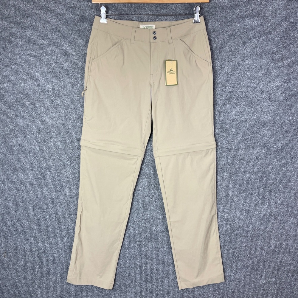 New ULTIMATE TERRAIN Khaki Convertible Zip Off Cargo Hiking Pants Mens Size 4‎